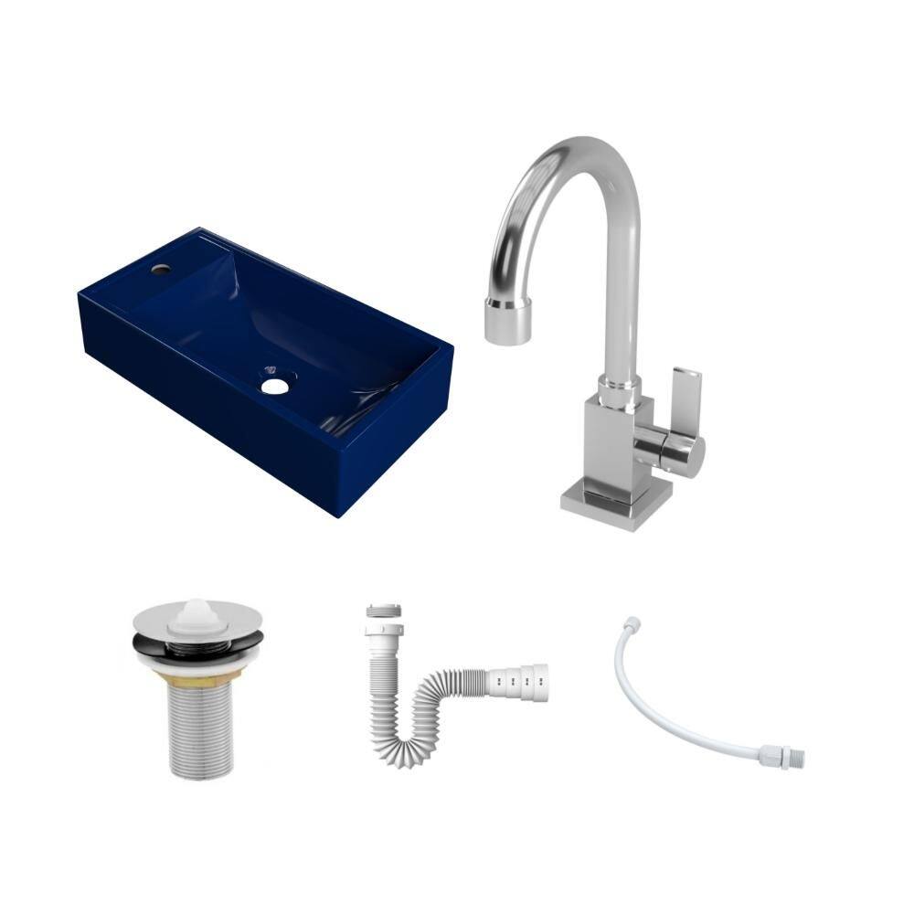 Kit Cuba RL545 C/Torneira Luxo 1195 Metal + Válvula 1`` (2,6cm) + Sifão Pvc + Flexível