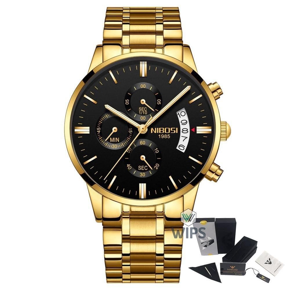 Relógio Masculino Nibosi 2309 Analógico Dourado/Preto