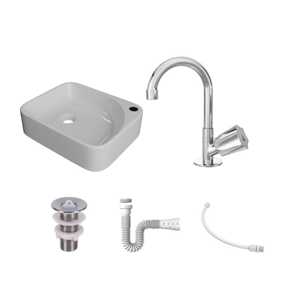 Kit Cuba RO36 C/Torneira C50 e Válvula 1`` ABS + Sifão Pvc + Flexível