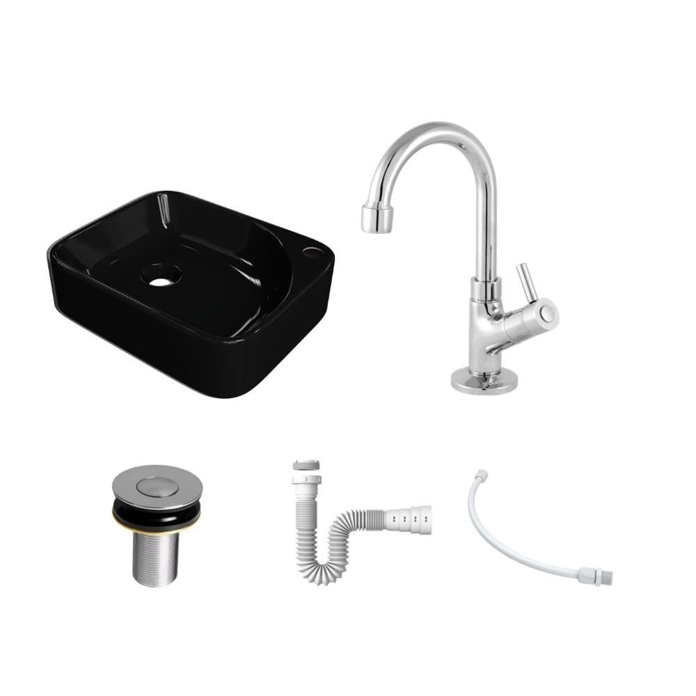 Kit Cuba RO36 C/Torneira 1198 Metal + Válvula Click 1``B (2,6cm) + Sifão Pvc + Flexível