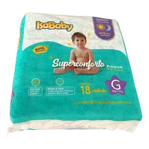 Fralda Isababy Premium 12h Proteção Tamanho G C/ 18 Unidades