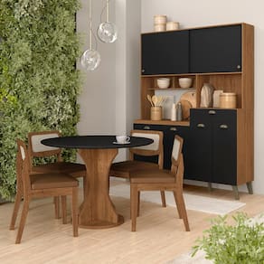 Conjunto Cozinha Tiana E Mesa Linares Fre/preto/c.caramelo - M.a