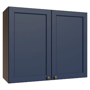Armário Aéreo 80 cm 2 Portas Rustic/Azul Vik Madesa