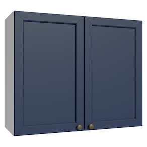 Armário Aéreo 80 cm 2 Portas Branco/Azul Vik Madesa