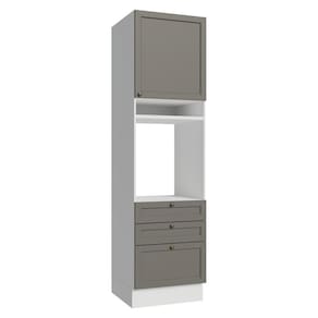 Torre Quente 60 cm 1 Porta 3 Gavetas Branco/Cinza Vik Madesa