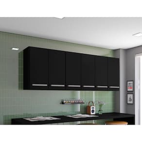 Armario De Cozinha Aereo 4 Portas Preto Maldivas Bela Casa