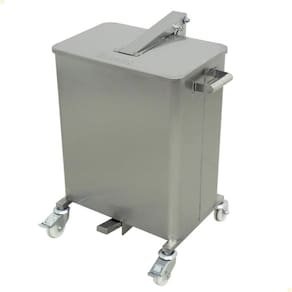 Lixeira Industrial Imeca Em Aço Inox 430 75L Com Tampa 4 Rodízios 2 Travas E Alças Laterais 7494