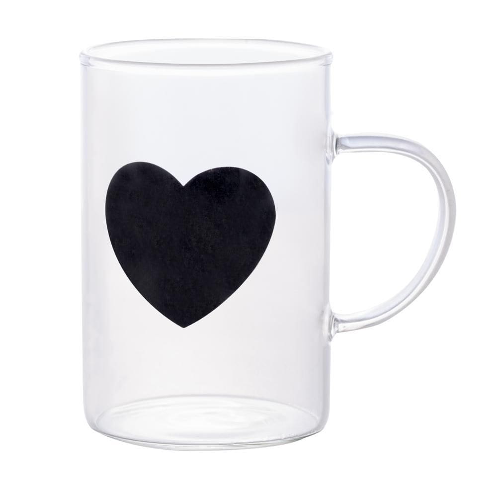 Caneca de Vidro Borossilicato Black Heart 280ml - Lyor