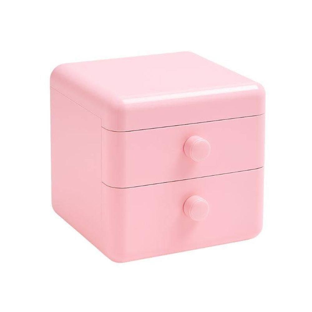 Mini Organizador Rosa 02 Gaveta Armazenamento Joias Objetos