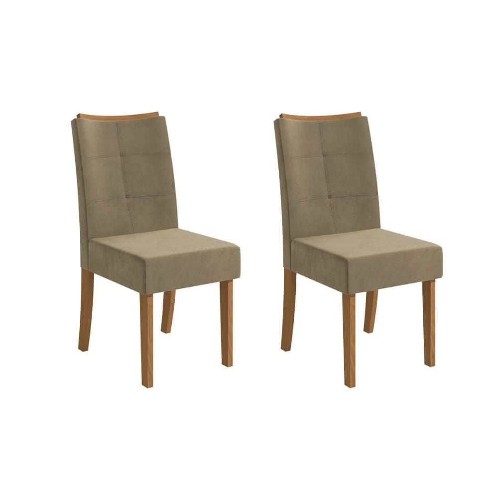 Cadeira Sala de Jantar Elva 2CAD162 Madeirado Kit 2 Un Canela/Suede Bege - Kappesberg