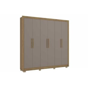 Guarda Roupa Casal 6 Portas e 2 Gavetas c/ Pés CB02M569 Nogueira/Fendi - Kappesberg