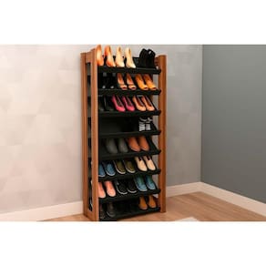 Armário Sapateira Quarto Sapateira AZ1006 c/ 8 Prateleiras Preto/Nogal - Tecno Mobili