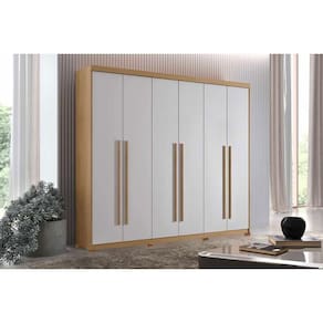 Guarda Roupa Casal 6 Portas (4 Frisadas) e 2 Gavetas c/ Pés Hawaii Naturale - Rufato