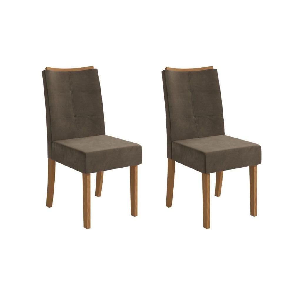 Cadeira Sala de Jantar Elva 2CAD162 Madeirado Kit 2 Un Canela/Suede Capuccino - Kappesberg