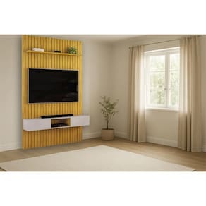 Rack Bancada c/ Painel p/ TV Trento 143x240cm Cedro/Bali - DJ Móveis
