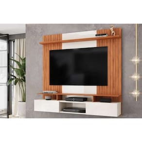 Painel Home p/ TV até 65 Pol Ben c/ 2 Portas 160x153cm Off White/Freijó - DJ Móveis