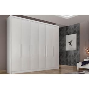 Guarda Roupa Casal 6 Portas e 6 Gavetas Santoro/Bolonha Neve - Novo Horizonte