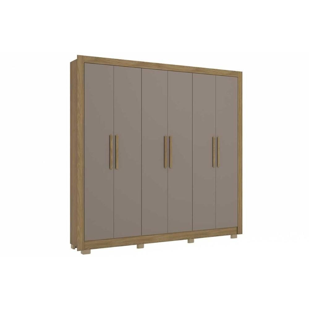 Guarda Roupa Casal 6 Portas e 3 Gavetas c/ Pés CB04M569 Nogueira/Fendi - Kappesberg
