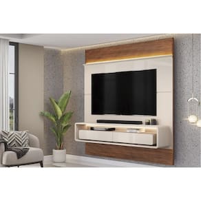 Painel Home p/ TV até 70 Pol Taylor 179x207cm Off White/Freijó - DJ Móveis