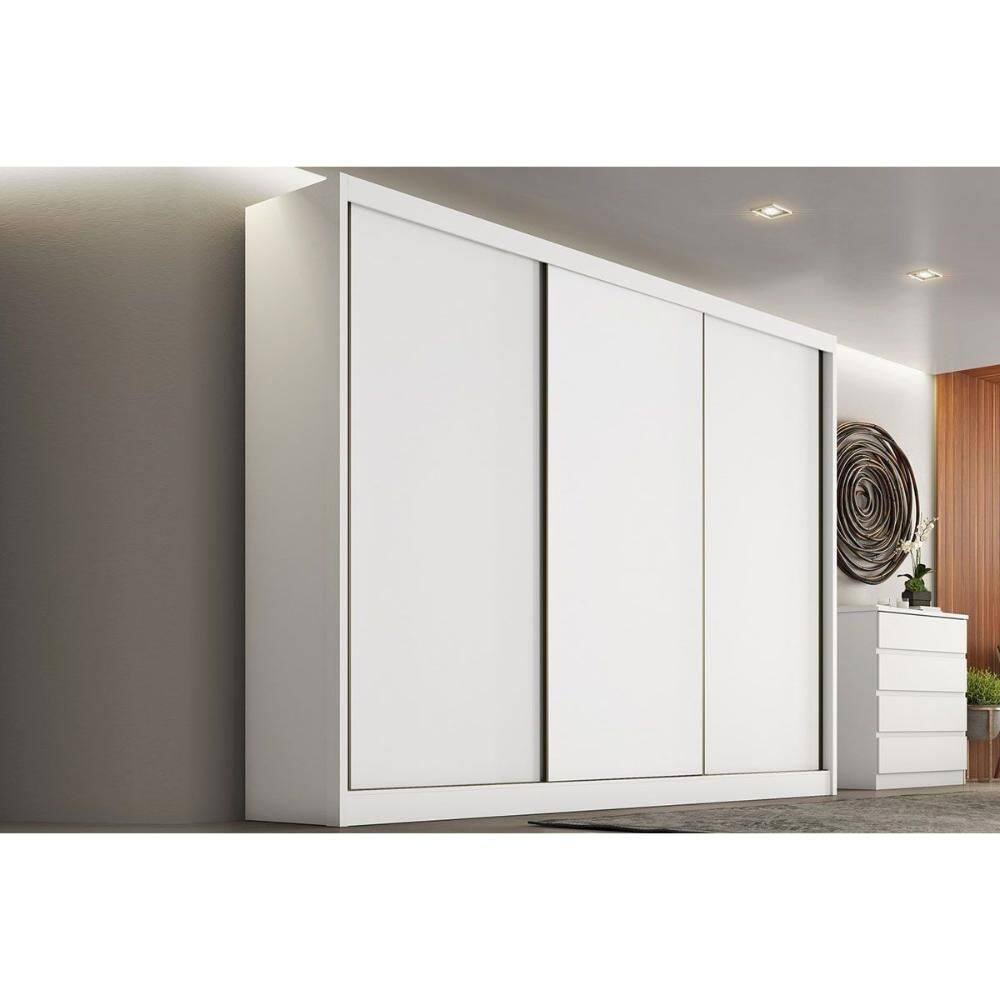Guarda Roupa Casal 3 Portas e 8 Gavetas Diamond/Londres Plus Neve - Novo Horizonte