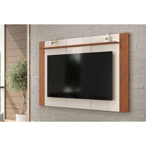 Painel Home p/ TV até 75 Pol Helo 183x136cm Off White/Freijó - DJ Móveis