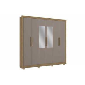 Guarda Roupa Casal 6 Portas (2 c/ Espelho) e 2 Gavetas CB01M569 Nogueira/Fendi - Kappesberg