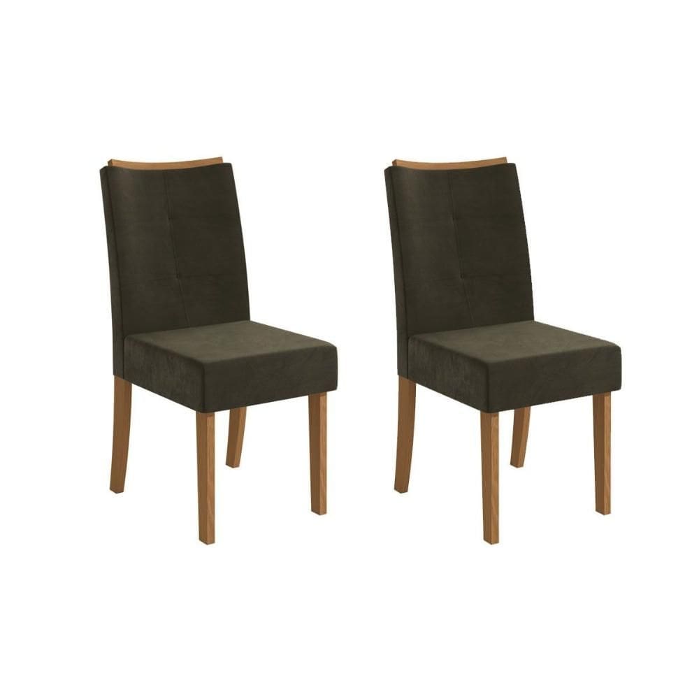 Cadeira Sala de Jantar Elva 2CAD162 Madeirado Kit 2 Un Canela/Suede Grafite - Kappesberg
