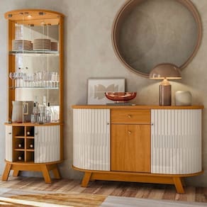 Conjunto Buffet Monza e Cristaleira Marina Cinamomo/Off White