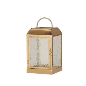 Lanterna Decorativa em Metal e Vidro Dourado 38cm 19878 Mart