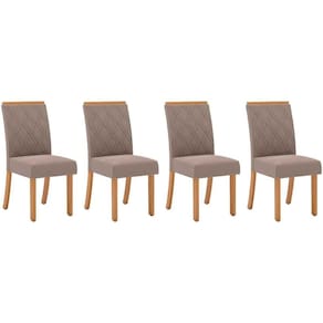 Cadeira de Cozinha Vita Kit 4 Uni Nature/Suede Light Bege - Henn