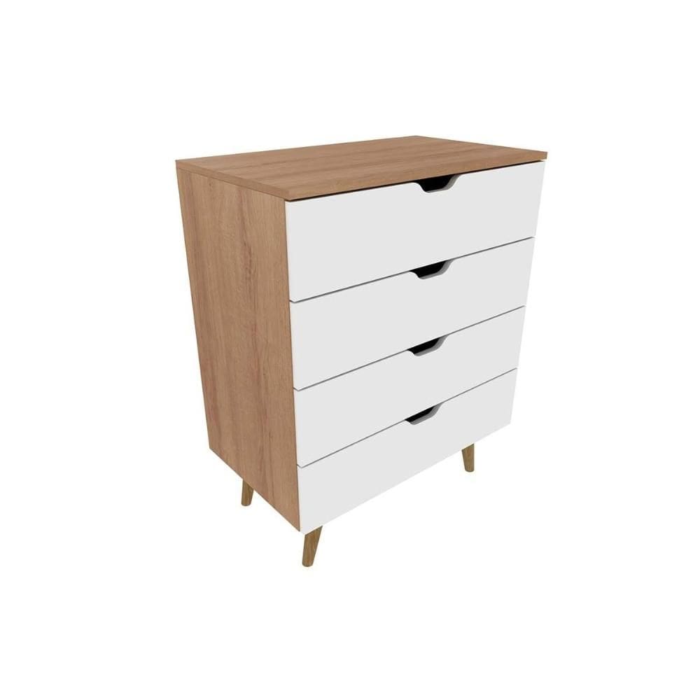 Cômoda Infantil CM-8026 c/ 4 Gavetas Amêndoa/Branco - Tecno Mobili