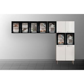 Cozinha Modulada Bertolini Evidence 3 Peças (2Aéreos+1Paneleiro) CPT62 Branco/Preto-Bertolini