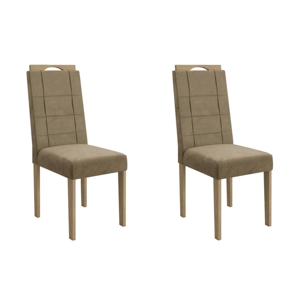 Cadeira de Cozinha Flora 2CAD150 Madeirado Kit 2 Un Carvalho/Suede Bege - Kappesberg