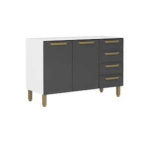 Balcão de Cozinha Modulado Bella c/ 2 Portas e 4 Gavetas s/ Tampo 120cm Grafite - Bertolini