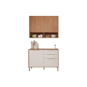 Cozinha Modulada MGM Divina 2 Peças (1Aéreo+1Balcão) C2P44 Freijo/Off White-MGM