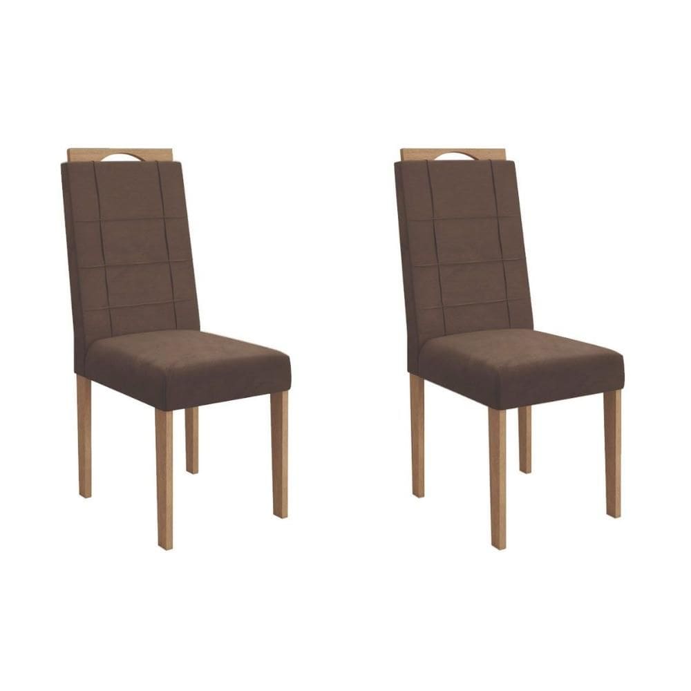 Cadeira de Cozinha Flora 2CAD150 Madeirado Kit 2 Un Carvalho/Suede Capuccino - Kappesberg