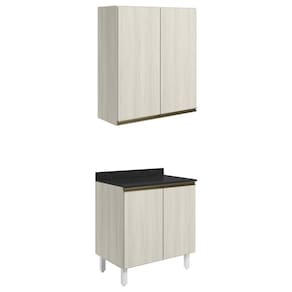Armario Aereo Balcao 2 Portas 70cm MDF Kali Bianco Toq Bianco Toq Nicioli
