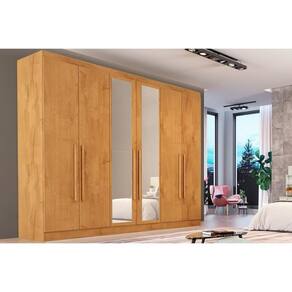 Guarda Roupa 6 Portas (2 c/ Espelho) e 6 Gavetas Oslo Peroba - Europa