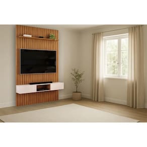 Home p/ TV Trento 143x240cm Freijo/Off White - DJ Móveis