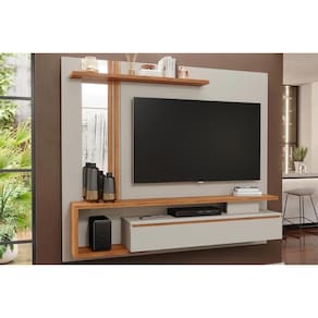 Home p/ TV até 60 Pol Treviso c/ 1 Porta e Nicho 180x153cm Off White/Cinamomo - Permóbili