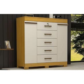Cômoda Casal 2 Portas e 5 Gavetas Diana Cinamomo/Off White - ACP