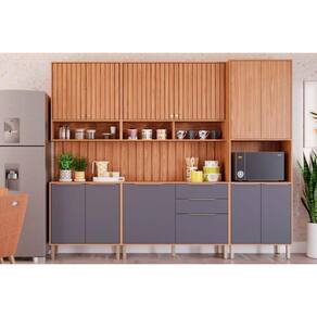 Cozinha Modulada MGM Divina Completa 7 Peças (2Aéreos+2Balcões+1Paneleiro+2Complementos) CZ011 Freijo/Titanium-MGM