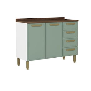 Gabinete de Cozinha Modulado c/ Tampo Bella c/ 2 Portas e 4 Gavetas 120cm Verde - Bertolini