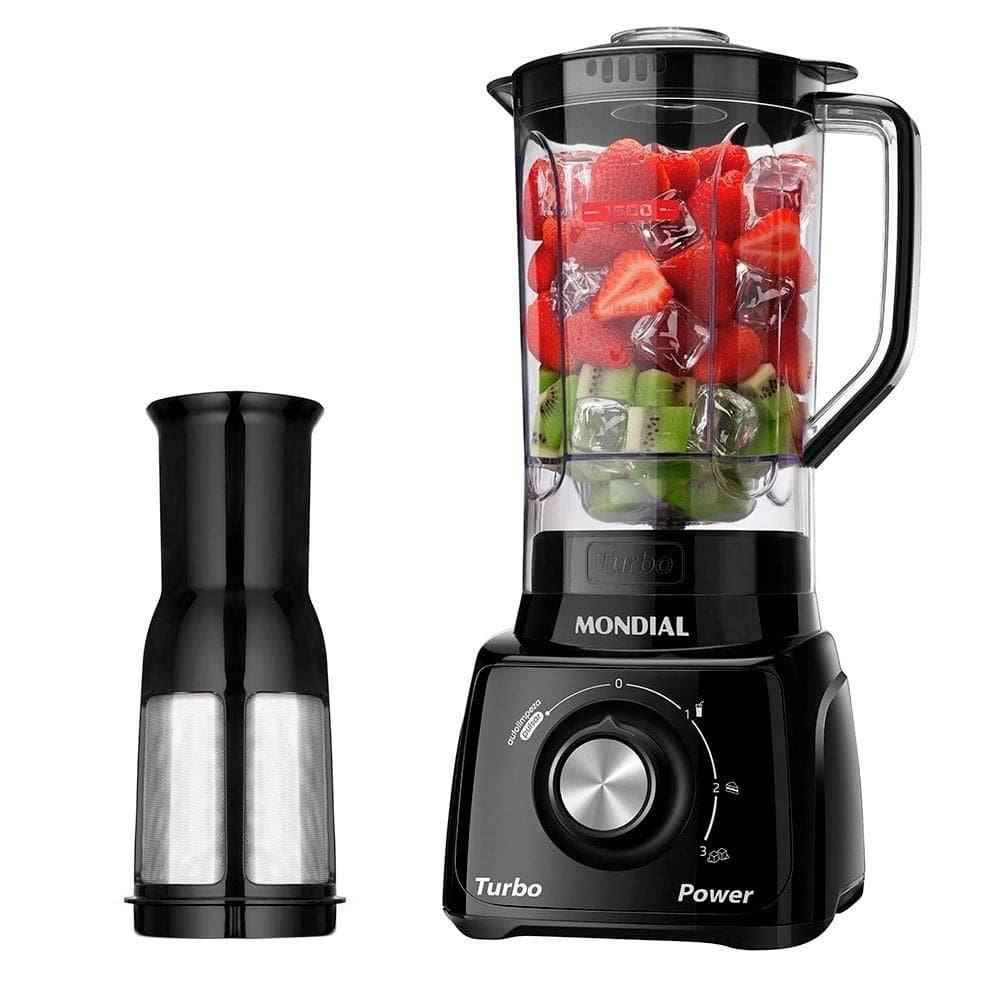 Liquidificador Mondial L-99 com Filtro - Copo Cristal, 3 Velocidades + Pulsar, 550W, Preto