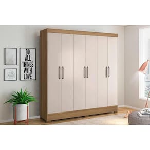 Guarda Roupa 6 Portas e 3 Gavetas Prático Amêndola/Off White - Demóbile