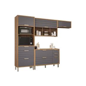 Cozinha Modulada Completa Eloise 4 Peças (2Aéreos+1Balcão+1Paneleiro) CZ028 Freijo/Titanium - MGM