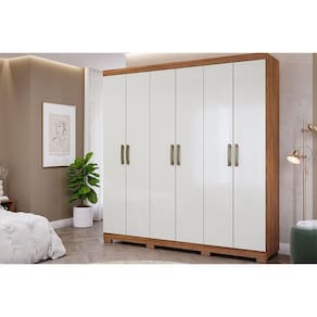 Guarda Roupa 6 Portas e 3 Gavetas Clara Cinamomo/Off White - Panan