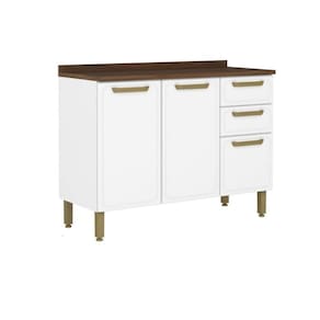 Balcão de Cozinha Modulado c/ Tampo Bella c/ 3 Portas e 2 Gavetas 120cm Branco - Bertolini