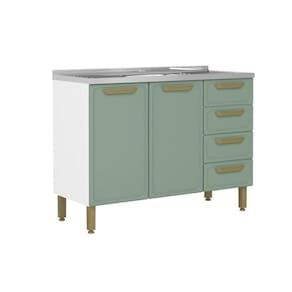 Balcão de Cozinha Modulado c/ Pia Bella c/ 2 Portas e 4 Gavetas 120cm Verde - Bertolini