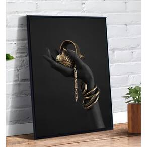 Placa/Quadro Decorativo Grafite E Dourado 40X60Cm Ps 2Mm